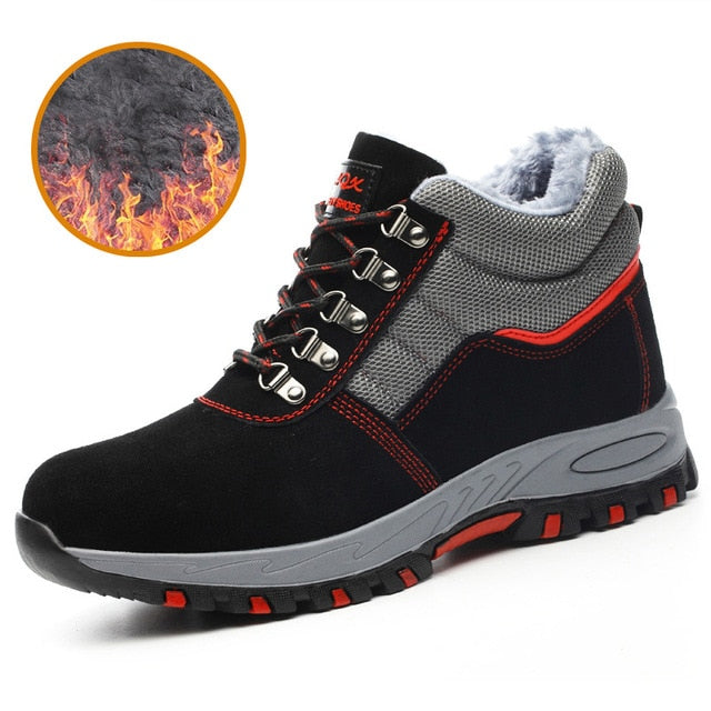 High Quality Winter Boots Men Steel Toe Cap Safety Boots Work Shoes Men Puncture-Proof Work Boots Plush Warm Safety Shoes Boots