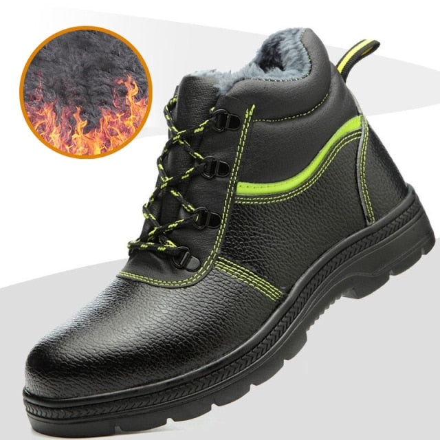 High Quality Winter Boots Men Steel Toe Cap Safety Boots Work Shoes Men Puncture-Proof Work Boots Plush Warm Safety Shoes Boots