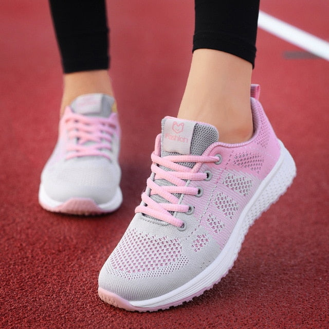 2020 Sneakers Women Shoes Flats Casual Ladies Shoes Woman Lace-Up Mesh Light Breathable Female zapatillas de deporte para mujer