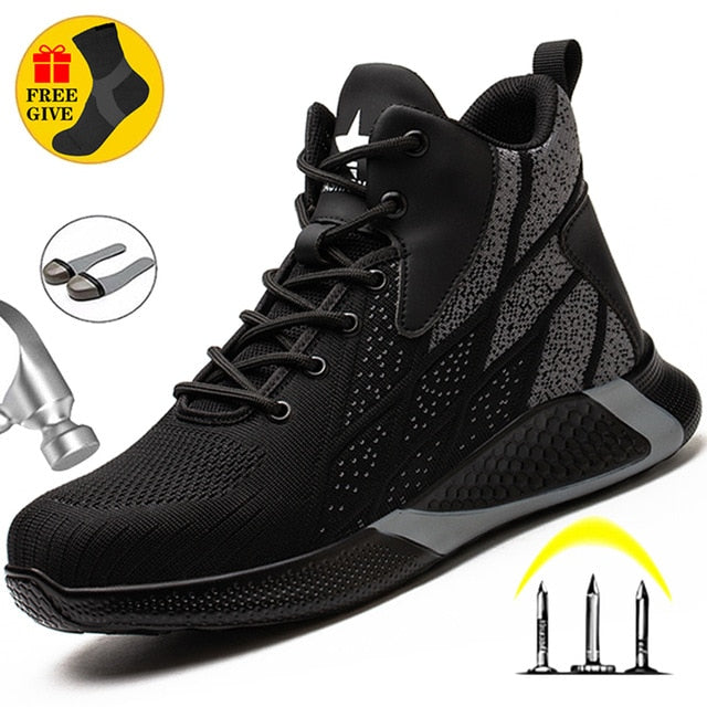 Fashion Safety Shoes Men Boots Indestructible Work Shoes Puncture Proof Work Boots Men Sneakers Steel Toe Shoes Safety Boots 46