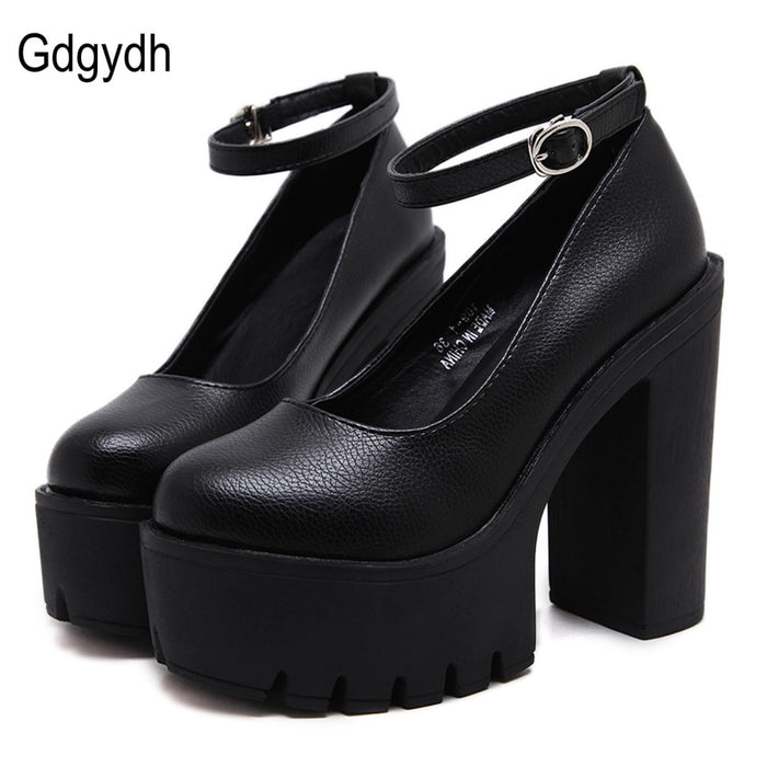 Gdgydh 2021 new spring autumn casual high-heeled shoes sexy ruslana korshunova thick heels platform pumps Black White Size 42