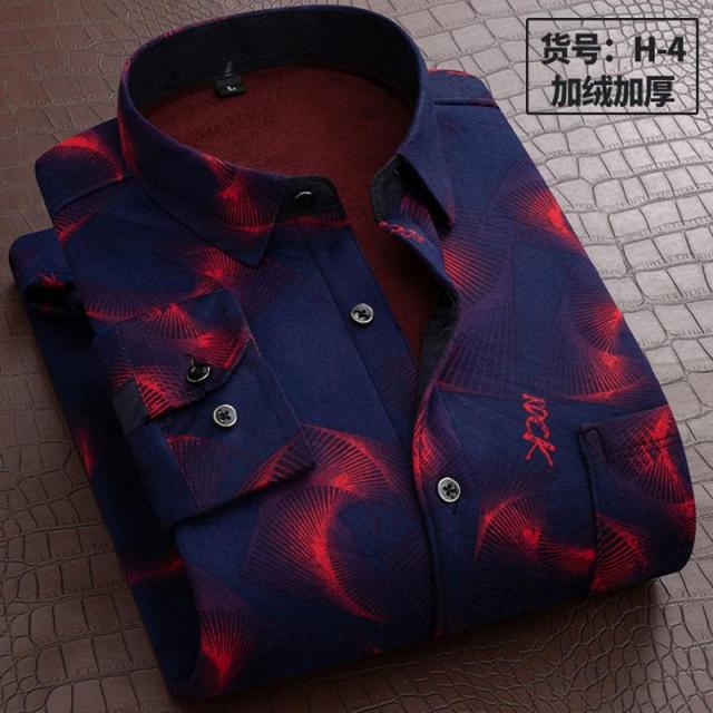 Winter Thick Velvet Dress Shirt For Men thermo Casual Long Sleeve Plaid Warm Fleece Lining Shirts Soft Flannel Plus Size L-6XL