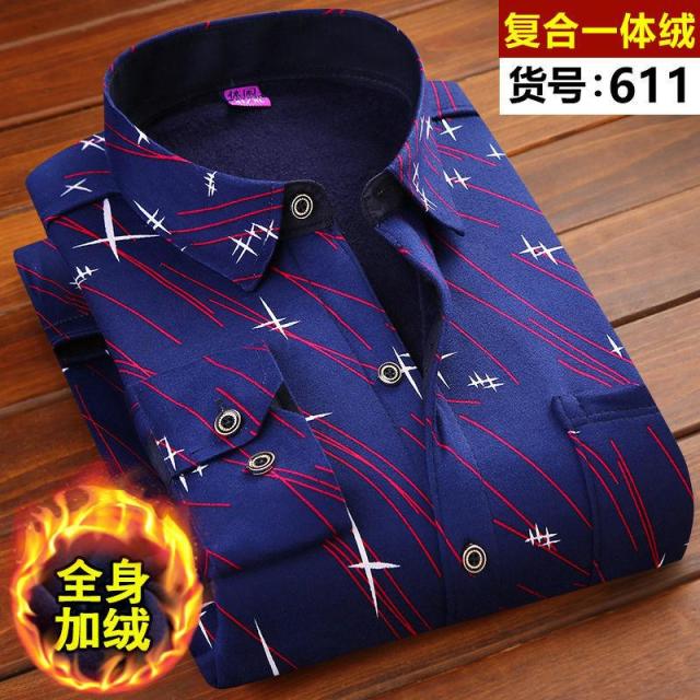 Winter Thick Velvet Dress Shirt For Men thermo Casual Long Sleeve Plaid Warm Fleece Lining Shirts Soft Flannel Plus Size L-6XL