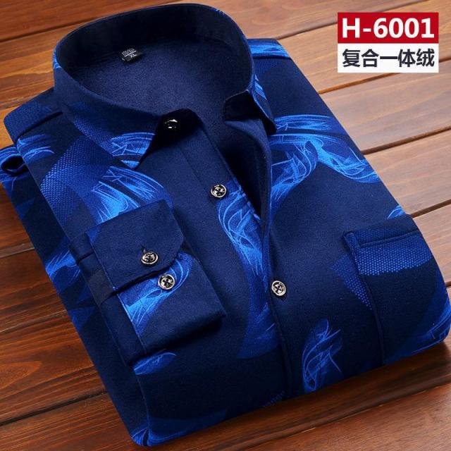 Winter Thick Velvet Dress Shirt For Men thermo Casual Long Sleeve Plaid Warm Fleece Lining Shirts Soft Flannel Plus Size L-6XL