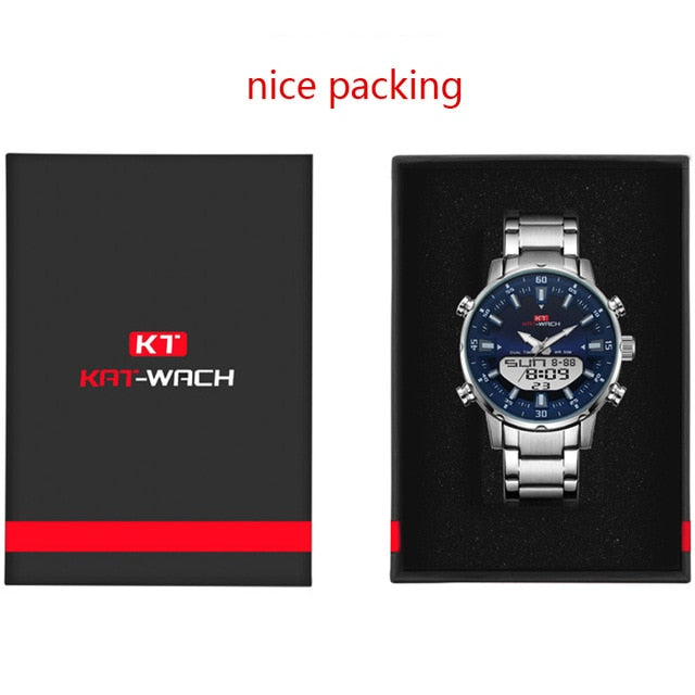 KAT-WACH Watch Male 2020 Sports Digital Watches Men Waterproof Steel Military Quartz Watch For Men Wristwatch Relogio Masculino