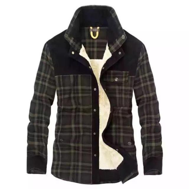 Autumn and winter men's jacket casual shirt plus velvet jacket business casual large size coat