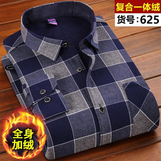 Plus 5XL 6XL Winter Thicking Warm Men Shirt 2021 Male Turn-down Business Casual Flannel Velvet Long Sleeve Plaid Dress Shirts