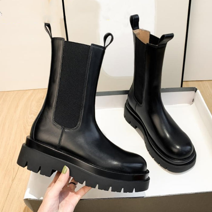 New Luxury Chelsea Boots Women Ankle Boots Chunky Winter Shoes Platform Ankle Boots Slip on Chunky Heel BV Boot Brand Designer