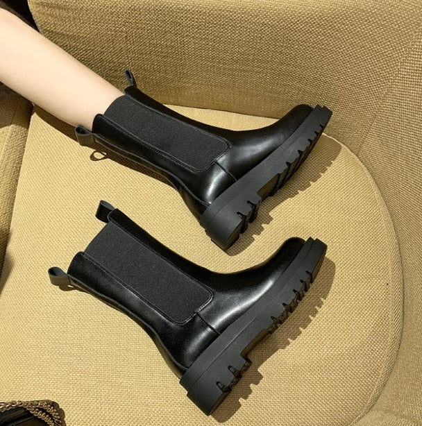 New Luxury Chelsea Boots Women Ankle Boots Chunky Winter Shoes Platform Ankle Boots Slip on Chunky Heel BV Boot Brand Designer