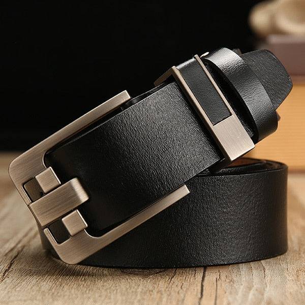 [LFMB]cow genuine leather luxury strap male belts for men new fashion classice vintage pin buckle leather belt male belt men