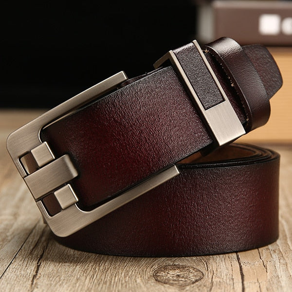 [LFMB]cow genuine leather luxury strap male belts for men new fashion classice vintage pin buckle leather belt male belt men