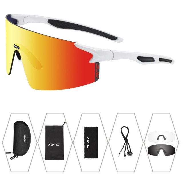 NRC 3 Lens UV400 Cycling Sunglasses TR90 Sports Bicycle Glasses MTB Mountain Bike Fishing Hiking Riding Eyewear for men women