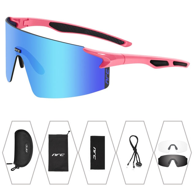 NRC 3 Lens UV400 Cycling Sunglasses TR90 Sports Bicycle Glasses MTB Mountain Bike Fishing Hiking Riding Eyewear for men women