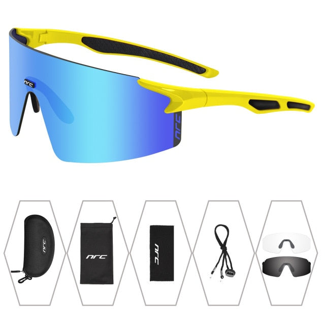 NRC 3 Lens UV400 Cycling Sunglasses TR90 Sports Bicycle Glasses MTB Mountain Bike Fishing Hiking Riding Eyewear for men women