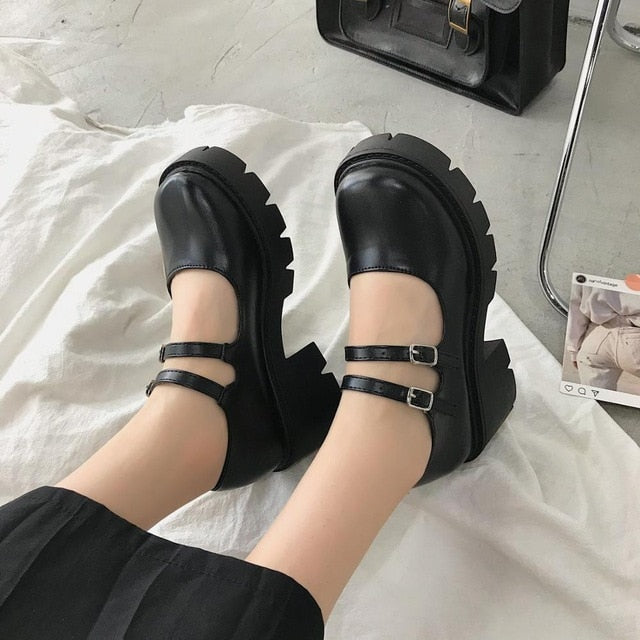 shoes lolita shoes women Japanese Style Mary Jane Shoes Women Vintage Girls High Heel Platform shoes College Student big size 40