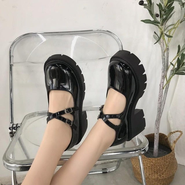 shoes lolita shoes women Japanese Style Mary Jane Shoes Women Vintage Girls High Heel Platform shoes College Student big size 40