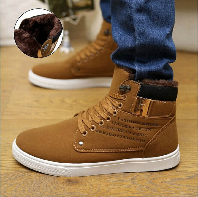 Ankle boots men snow boots winter warm Lace-up men shoes 2021 new fashion flock plush winter boots men shoe plus size 39-47