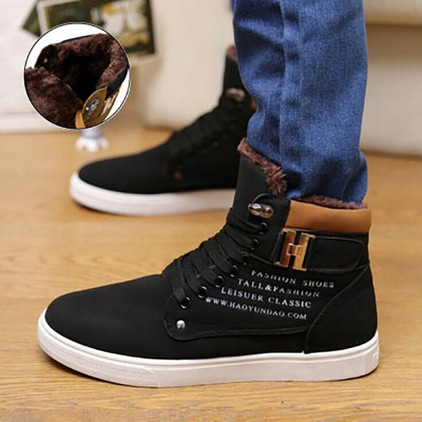 Ankle boots men snow boots winter warm Lace-up men shoes 2021 new fashion flock plush winter boots men shoe plus size 39-47