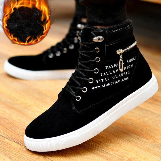 Ankle boots men snow boots winter warm Lace-up men shoes 2021 new fashion flock plush winter boots men shoe plus size 39-47