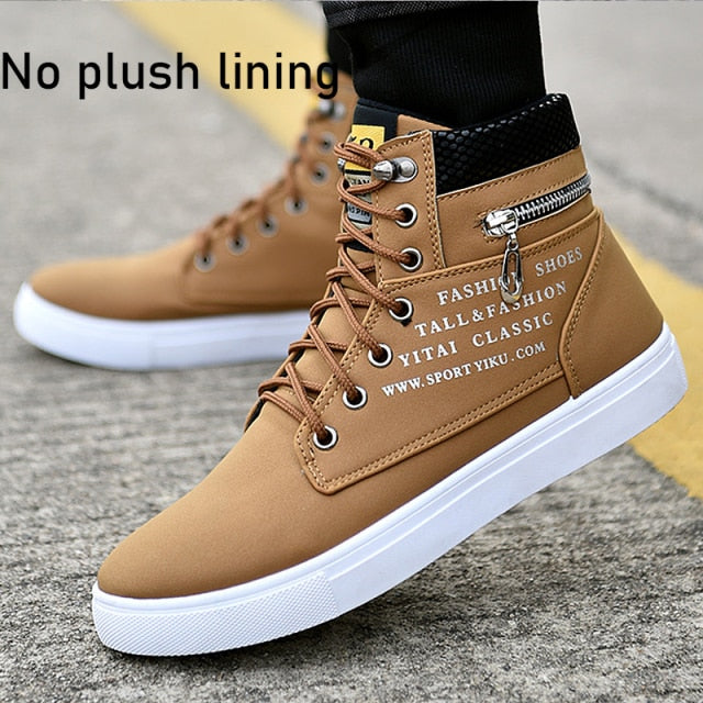 Ankle boots men snow boots winter warm Lace-up men shoes 2021 new fashion flock plush winter boots men shoe plus size 39-47