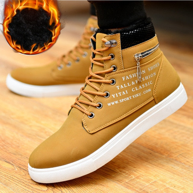 Ankle boots men snow boots winter warm Lace-up men shoes 2021 new fashion flock plush winter boots men shoe plus size 39-47