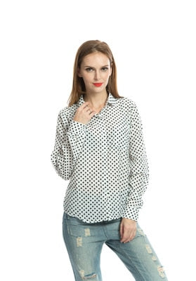 2020 new women's casual fashion shirt lapel long sleeve lip printed plaid bottoming shirt chiffon shirt