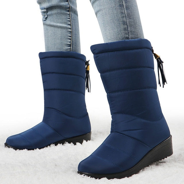 Winter Women Boots Mid-Calf Down Boots High Bota Waterproof Ladies Snow Winter Shoes Woman Plush Insole Botas Mujer Invierno