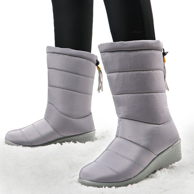 Winter Women Boots Mid-Calf Down Boots High Bota Waterproof Ladies Snow Winter Shoes Woman Plush Insole Botas Mujer Invierno