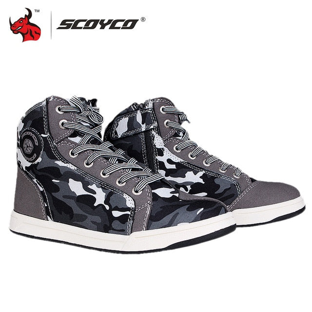 SCOYCO Motorcycle Boots Men Casual Shoes Microfiber Leather Moto Motocross Riding Boots Summer Breathable Motorbike Shoes