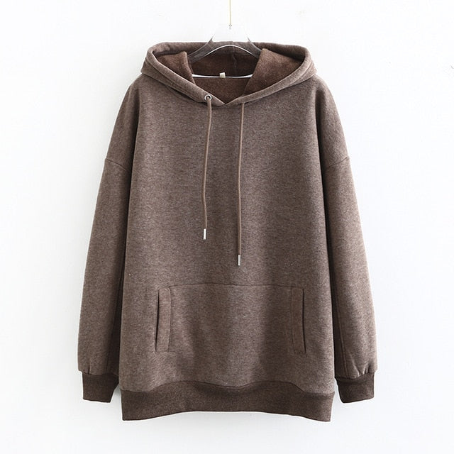 Tangada Women couple sweatshirt fleece 100% cotton amygreen oversized hood hoodies sweatshirts plus size SD60