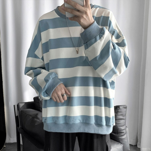 Harajuku Fashion Striped Long Sleeves T Shirt Loose Vintage Unisex Clothes Minimalist Style Clothes Hot Sale Hip Hop Streetwear