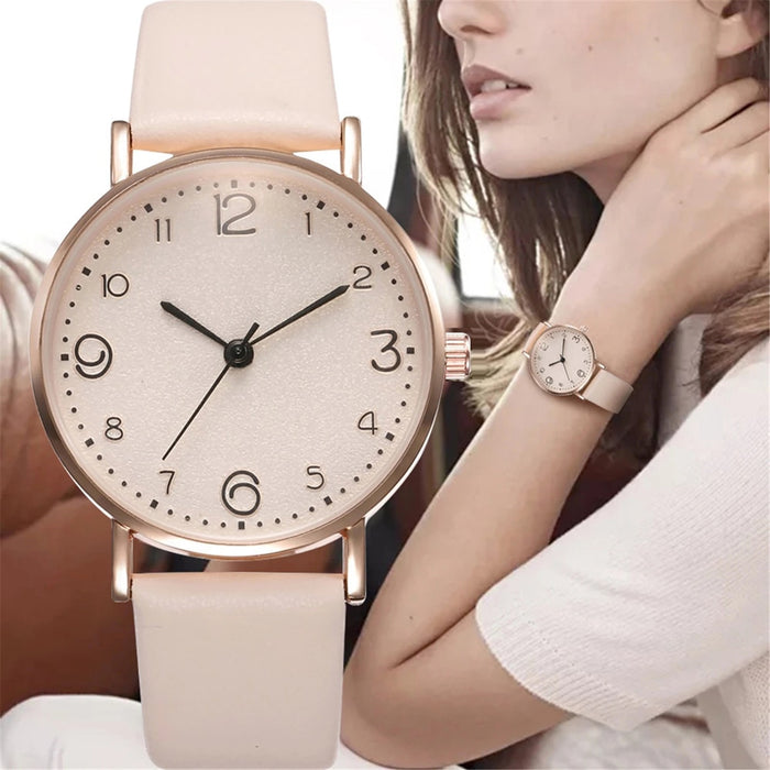 New Women Luxury Quartz Alloy Watch Ladies Fashion Stainless Steel Dial Casual Bracele Watch Leather Wristwatch Zegarek Damski