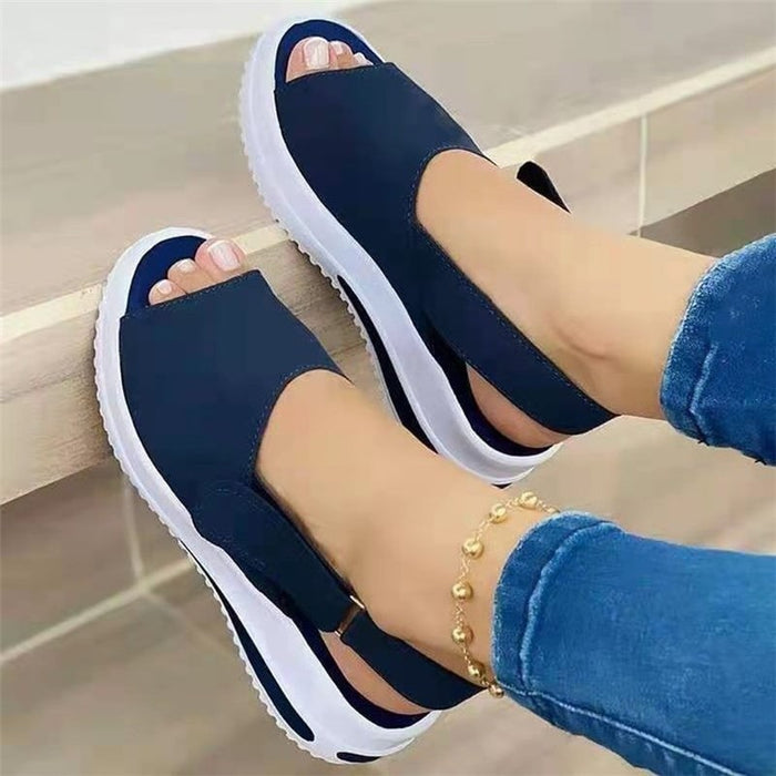 Shoes Women Platform Sandals 2021 Velcro Stretch Fabric Summer Women's Comfort Walking Ladies Sandalias Female Casual Footwear