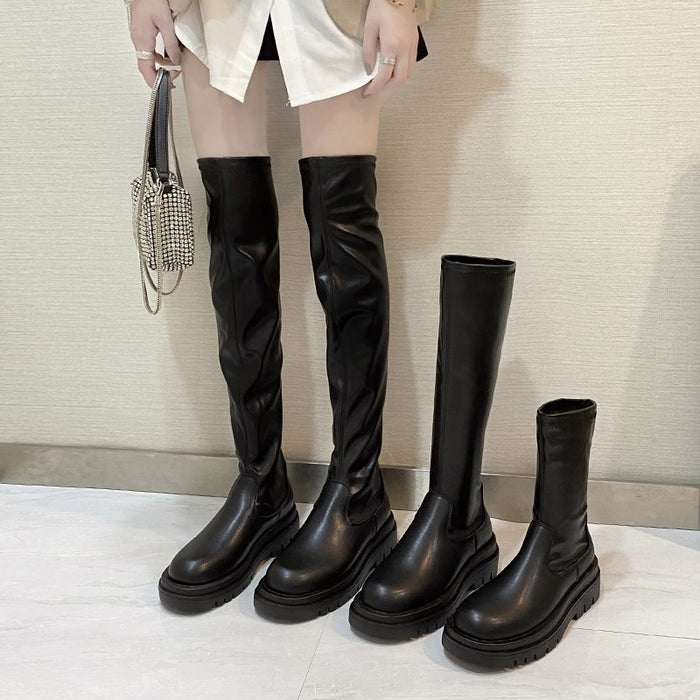 slim flat Thigh High Boots Platform Women Slim Thick Sole Over The Knee Boots Women Shoes Black Winter Long Boots Women 2020