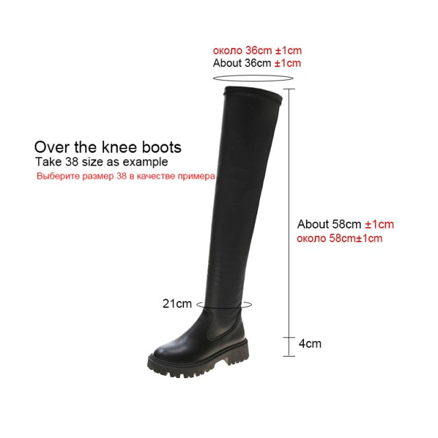 slim flat Thigh High Boots Platform Women Slim Thick Sole Over The Knee Boots Women Shoes Black Winter Long Boots Women 2020