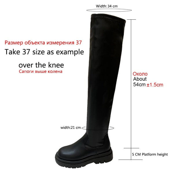 slim flat Thigh High Boots Platform Women Slim Thick Sole Over The Knee Boots Women Shoes Black Winter Long Boots Women 2020