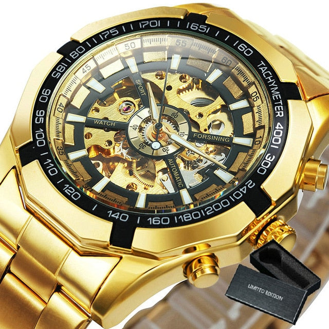 Winner Watch Men Skeleton Automatic Mechanical Watch Gold Skeleton Vintage Man Watch Mens Watches Top Brand Luxury часы мужские