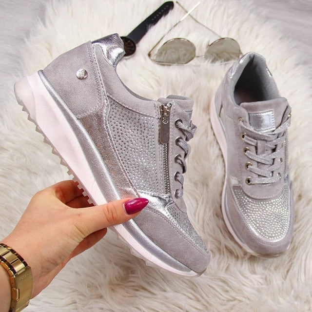 2021 Women's Wedges Sneakers Vulcanize Shoes Sequins Shake Shoes Fashion Girls Sport Shoes Woman Sneakers Shoes Woman Footwear