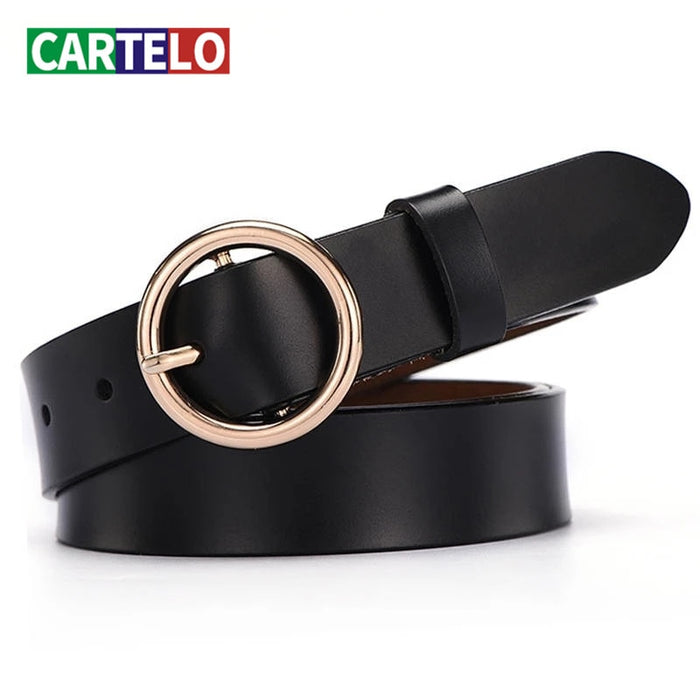 Leather Belts for Women Fashion Jeans Classic Retro Simple Round Buckle Female pin new Denim dress Sword goth Luxury punk gothic