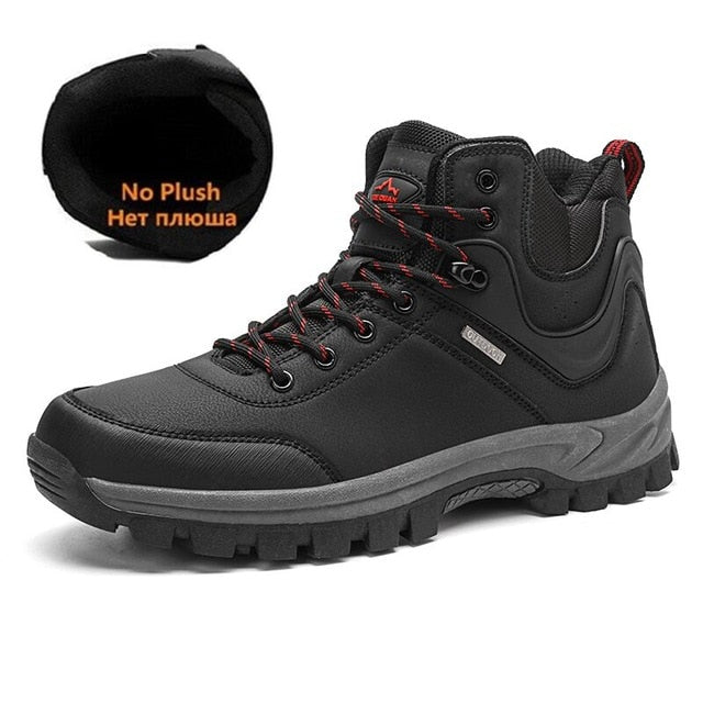 Brand Winter Men Snow Boots Warm Plush Men's Boots Waterproof Leather Ankle Boots Outdoor Non-slip Men's Hiking Boots Sneakers