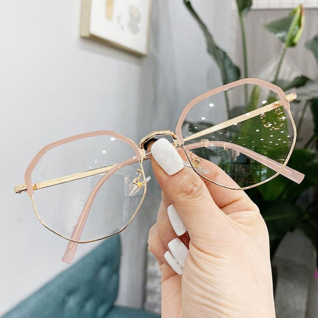 -1.0 -1.5 -2.0 -2.5 -3.0 To -6.0 Women Men Fashion Round Myopia Glasses Oversized Eyeglasses Frames Students Metal Clear Glasses