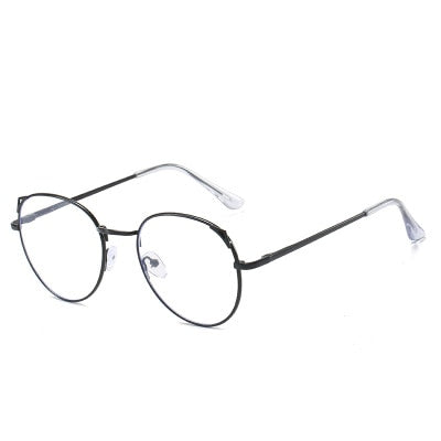 -1.0 -1.5 -2.0 -2.5 -3.0 To -6.0 Women Men Fashion Round Myopia Glasses Oversized Eyeglasses Frames Students Metal Clear Glasses