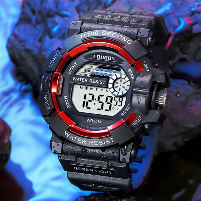 Cool Luminous Men Sport Watch High-end Silicone Strap Military Wrist Watch Led Calendar Waterproof Digital Watch reloj de hombre