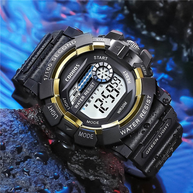 Cool Luminous Men Sport Watch High-end Silicone Strap Military Wrist Watch Led Calendar Waterproof Digital Watch reloj de hombre