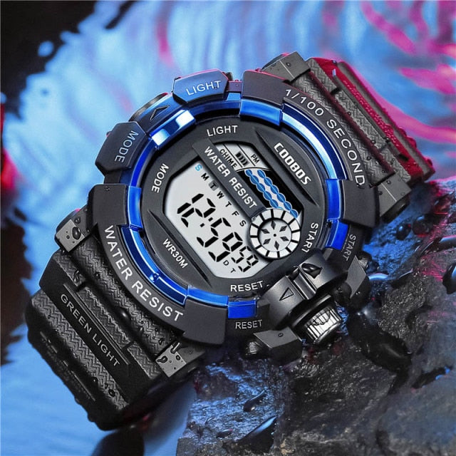 Cool Luminous Men Sport Watch High-end Silicone Strap Military Wrist Watch Led Calendar Waterproof Digital Watch reloj de hombre