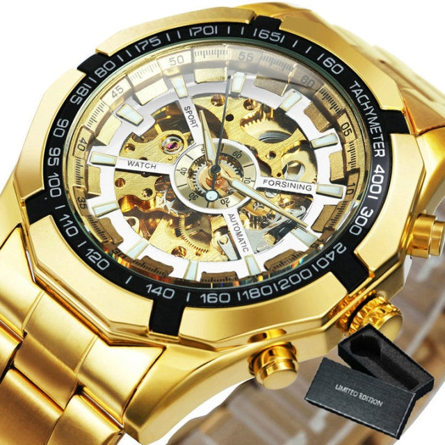 Winner Watch Men Skeleton Automatic Mechanical Watch Gold Skeleton Vintage Man Watch Mens Watches Top Brand Luxury часы мужские