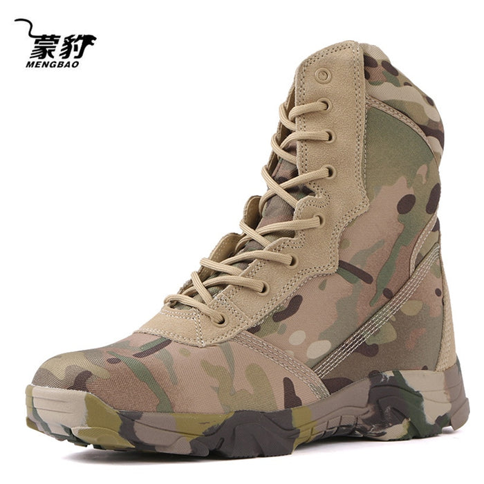 Men's Shoes Motorcycle Boots Camouflage Combat Ankle Boots Work Safety Military Boots Men Hiking Hunting Shoes Botas Militares