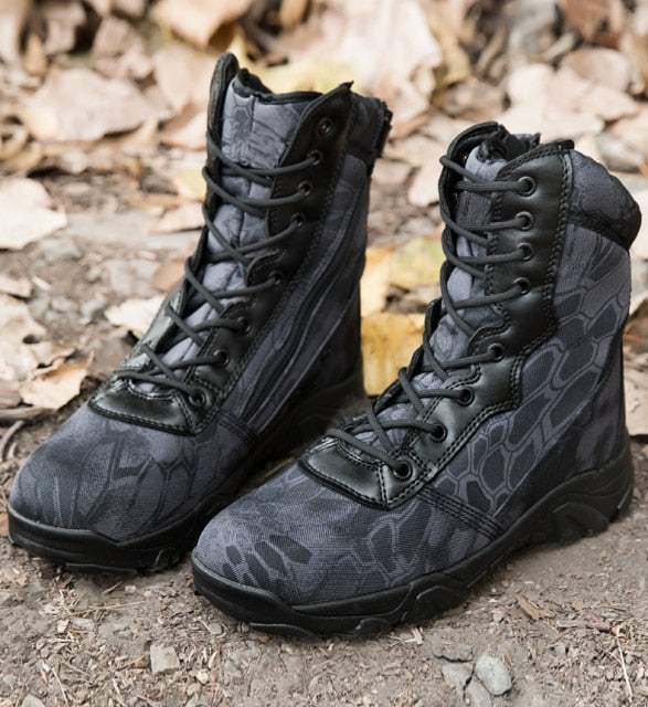 Men's Shoes Motorcycle Boots Camouflage Combat Ankle Boots Work Safety Military Boots Men Hiking Hunting Shoes Botas Militares