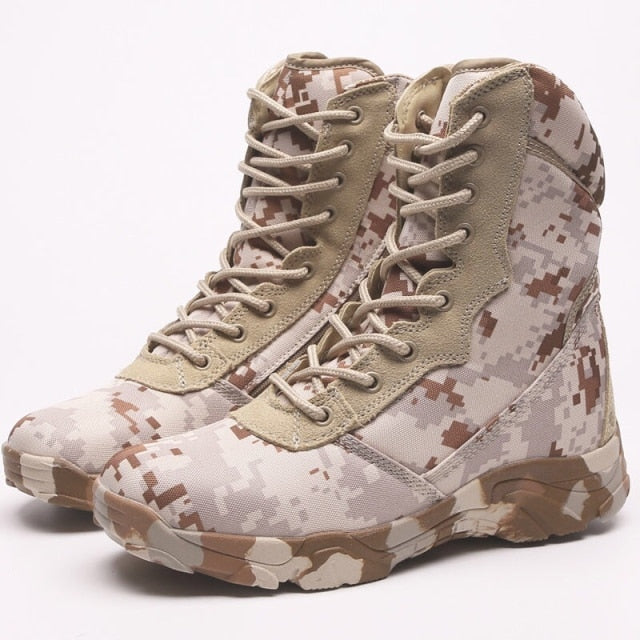 Men's Shoes Motorcycle Boots Camouflage Combat Ankle Boots Work Safety Military Boots Men Hiking Hunting Shoes Botas Militares