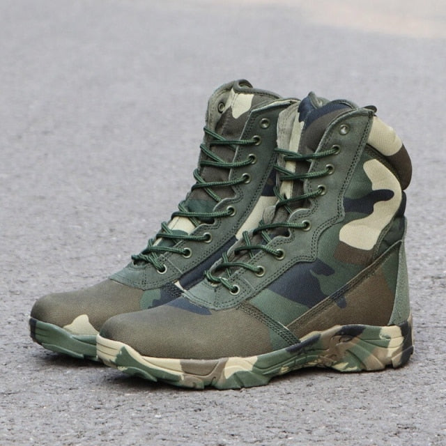 Men's Shoes Motorcycle Boots Camouflage Combat Ankle Boots Work Safety Military Boots Men Hiking Hunting Shoes Botas Militares